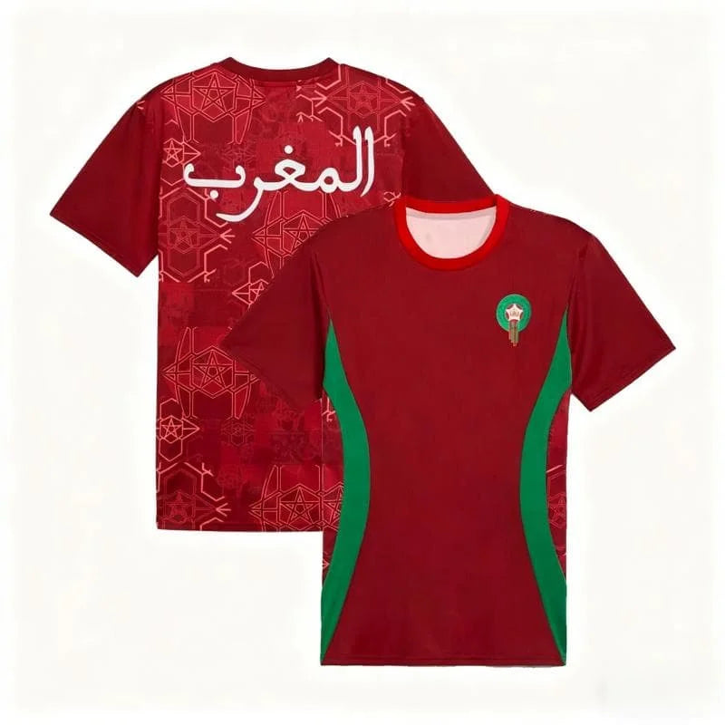 Morocco National Team 2026 Home Football Jersey - White Green Red Traditional Pattern Short Family Kids Tees Y2K Family Kids Tee