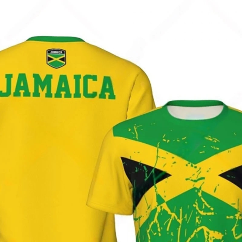 Fashion Jamaica Flag Graphic Football T Shirts For Men Summer Trend 3D National Emblem Printed T-shirts Casual Tees
