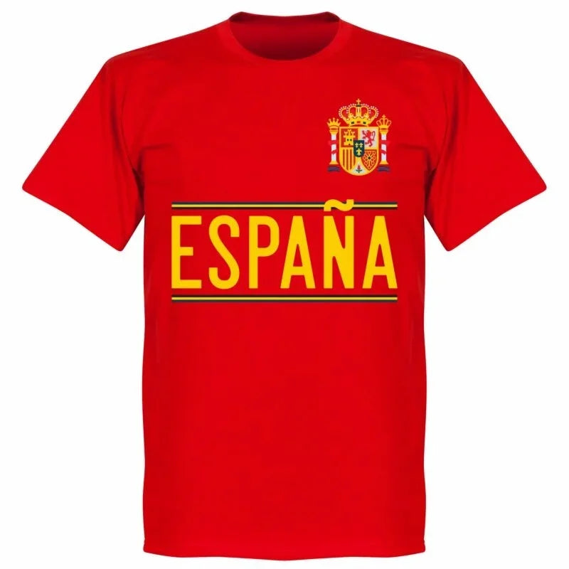 Spain 2020 Team Cotton Printed T-shirt for Men and Women Fashionable and Casual Football Enthusiast Summer T-shirt Unisex