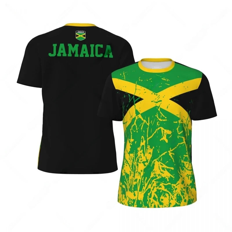 Fashion Jamaica Flag Graphic Football T Shirts For Men Summer Trend 3D National Emblem Printed T-shirts Casual Tees
